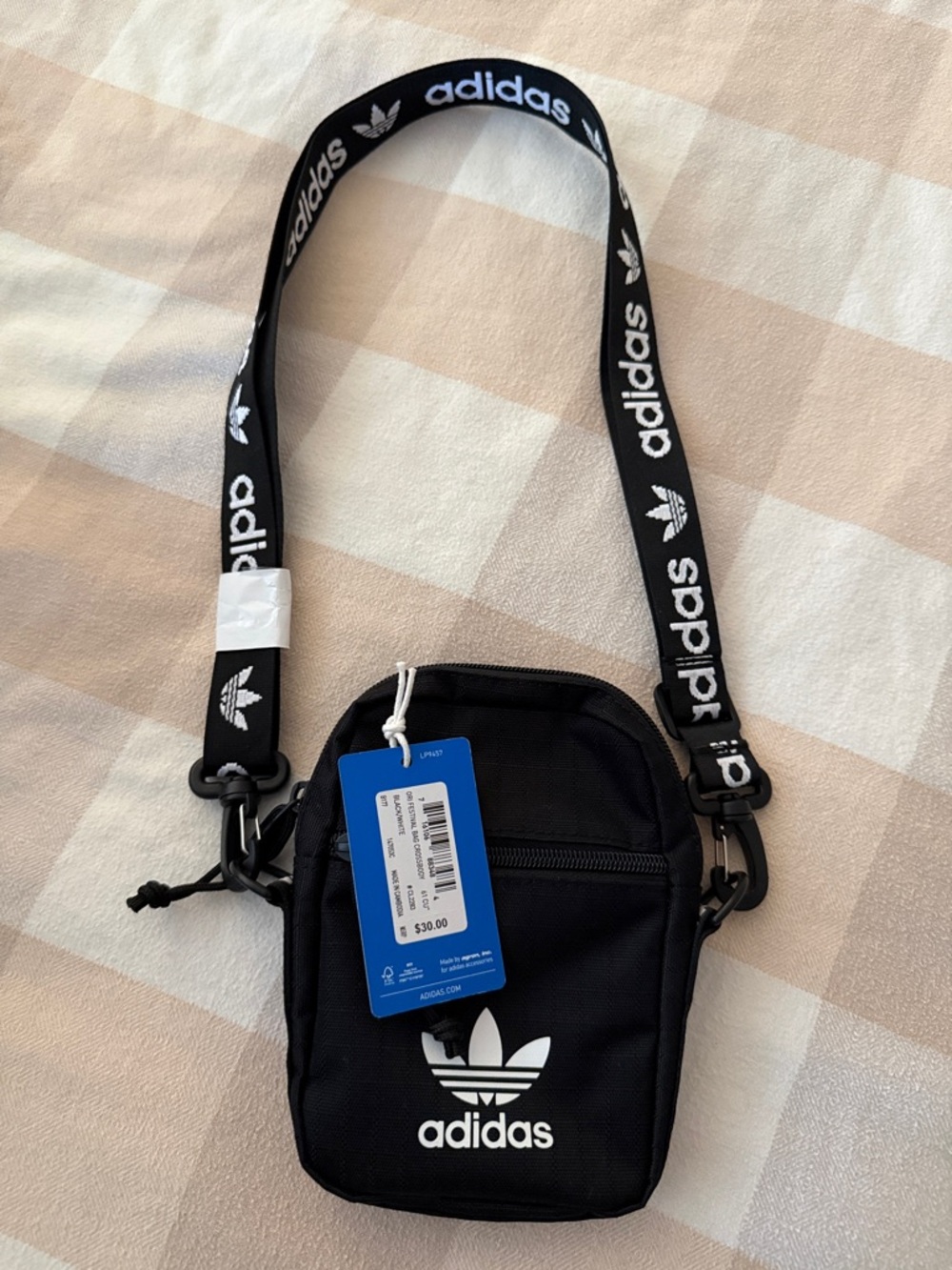 adidas Black Mini Crossbody Bag with Logo Strap